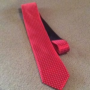 Beautiful Red Statement Tie w/white poka dots💯%silk & Cologne Included.